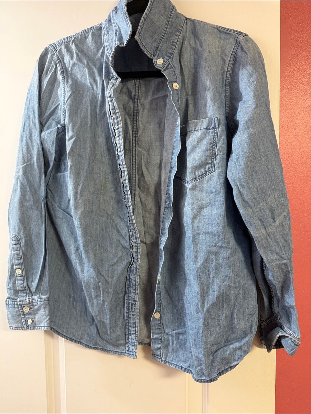 J. Crew Chambray Button-Front Shirt in Light Blue